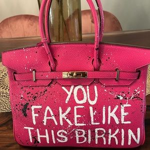 Custom Painted Birkin Style Handbag